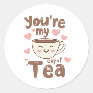 Adorable Kawaii Tea Cup of Love Classic Round Sticker