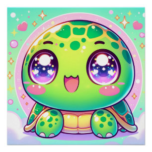 Adorable Kawaii Turtle Poster