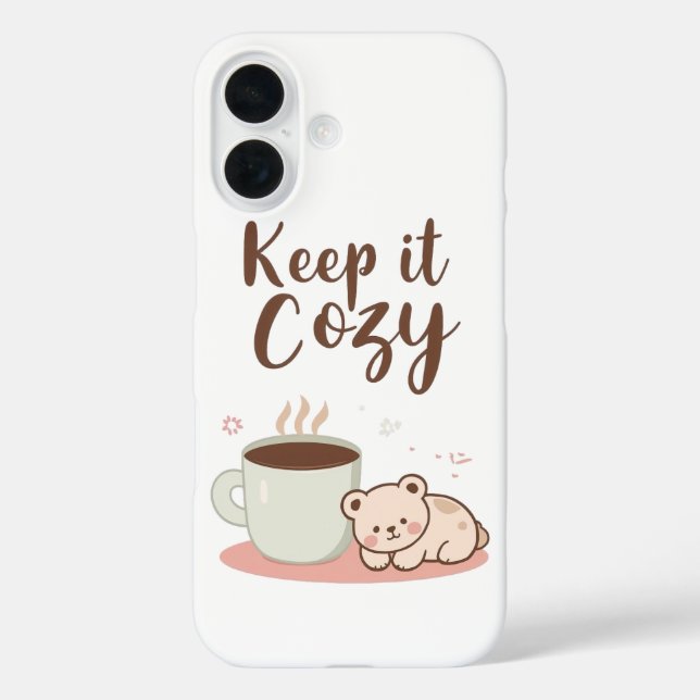 Adorable "Keep it Cozy" Winter Graphic Case-Mate iPhone Case (Back)
