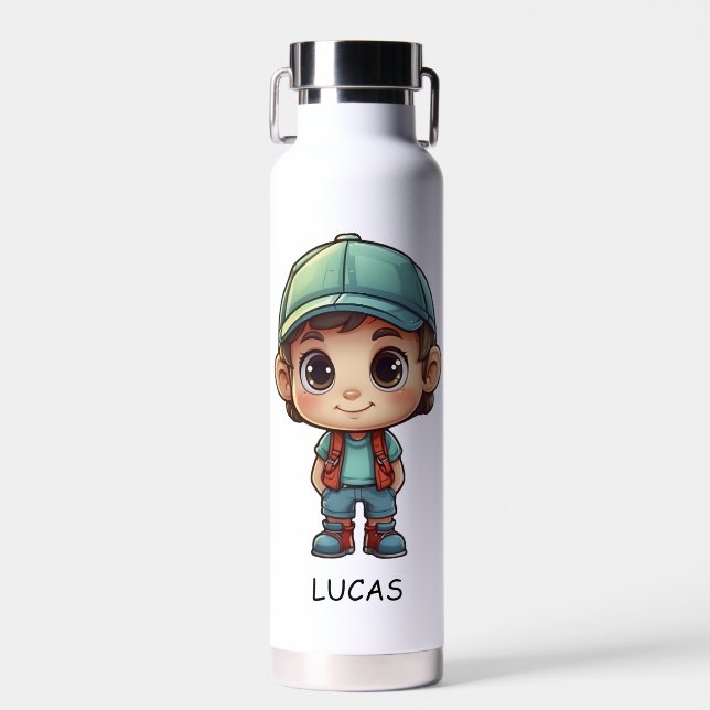 Adorable Kid Camper Personalise  Water Bottle (Front)