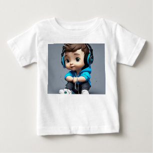 "Adorable Kid in Headphones: Baby T-Shirt