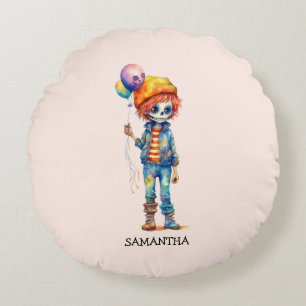 Adorable Kid Zombie - Cute Halloween (2) Round Cushion
