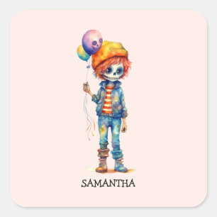 Adorable Kid Zombie - Cute Halloween (2) Square Sticker