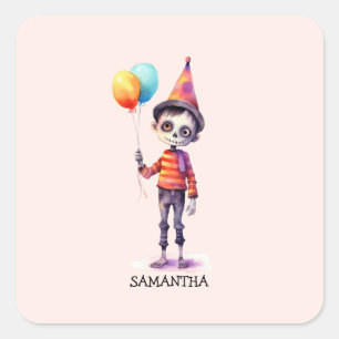 Adorable Kid Zombie - Cute Halloween (4) Square Sticker