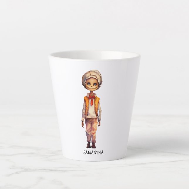 Adorable Kid Zombie - Cute Halloween Latte Mug (Front)