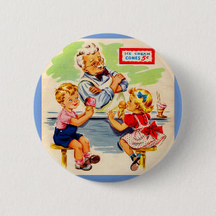 adorable kids at the soda fountain 6 cm round badge