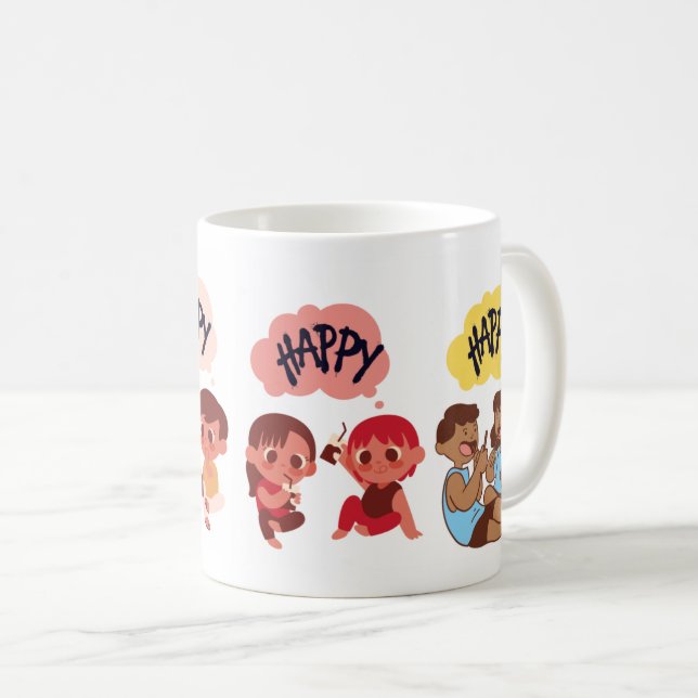 Adorable Kids Eating: Cherishing Food & Bonding Coffee Mug (Front Right)