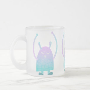 Adorable Kids Monster Character Frosted Glass Coffee Mug