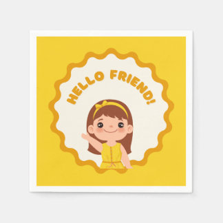 Adorable Kids’ Party Napkin – Hello Friend! Yellow