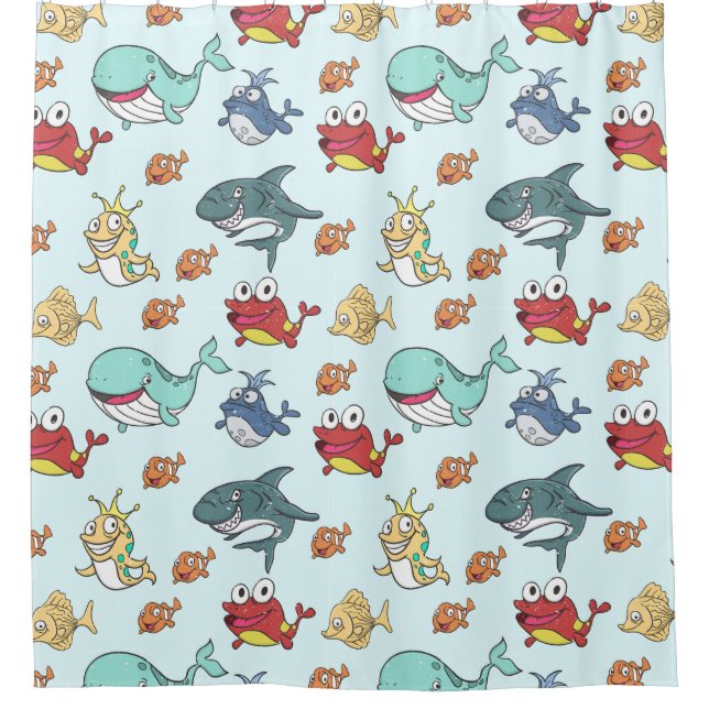 Adorable Kids Pattern Shower Curtain (Front)