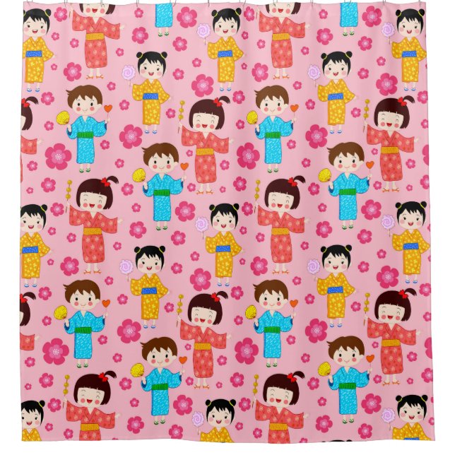 Adorable  Kids Pattern Shower Curtain (Front)