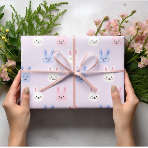 Adorable Kids Purple Bunny Easter  Wrapping Paper