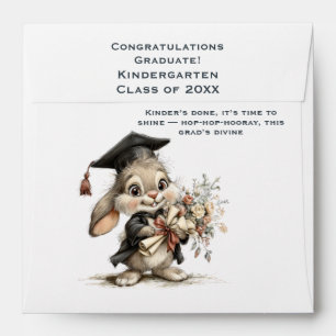 Adorable Kindergarten Graduate Bunny Illustration Envelope