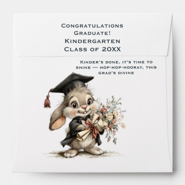 Adorable Kindergarten Graduate Bunny Illustration  Envelope (Back (Top Flap))