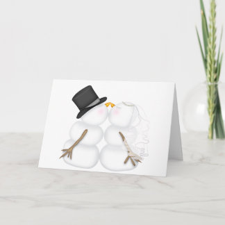 Adorable Kissing Snowman Couple Holiday Card