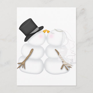 Adorable Kissing Snowman Couple Holiday Postcard