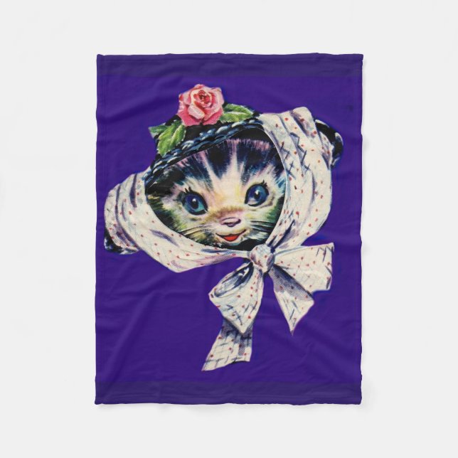 adorable kitten cat in a kitten cat hat fleece blanket (Front)