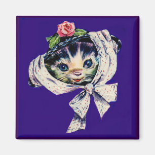 adorable kitten cat in a kitten cat hat magnet