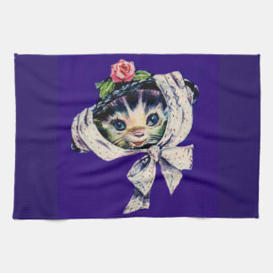 adorable kitten cat in a kitten cat hat tea towel