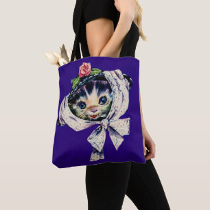 adorable kitten cat in a kitten cat hat tote bag