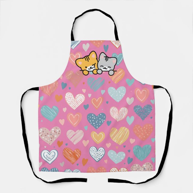 Adorable Kitten Cat Lover Cute Pet Design Apron (Front)