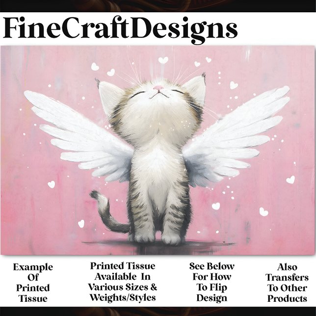 Adorable Kitten Cat With Wings, Pink AV5 Decoupage Tissue Paper (Creator Uploaded)