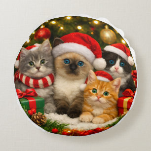 Adorable Kitten Christmas Throw Pillow