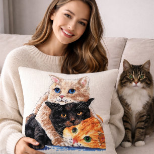Adorable Kitten Cross Stitch Design Cushion