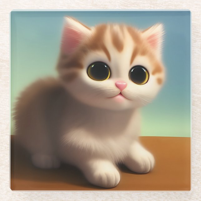 Adorable Kitten Glass Coaster (Front)