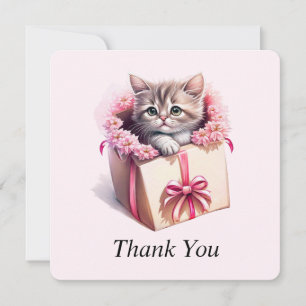 Adorable Kitten in a Box Birthday Gift Thank You Card