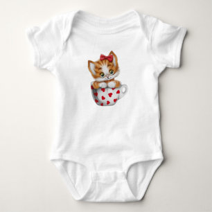 "Adorable Kitten in Cup Baby Bodysuit