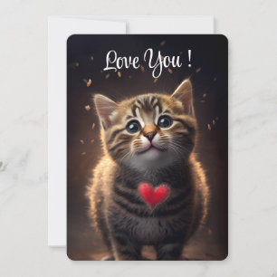 Adorable Kitten Loves You - Valentine's Day Holiday Card