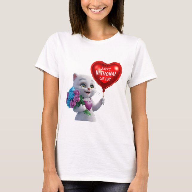 Adorable Kitten National Cat Day T-Shirt" T-Shirt (Front)