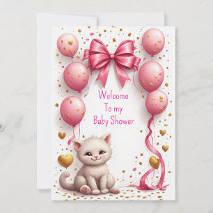 Adorable Kitten Pink Balloon Card 🐱