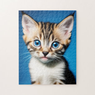 Adorable Kitten Portrait with Beautiful Blue Eyes Jigsaw Puzzle