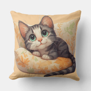 Adorable Kitten Relaxing On Pillow For Cosy Rooms