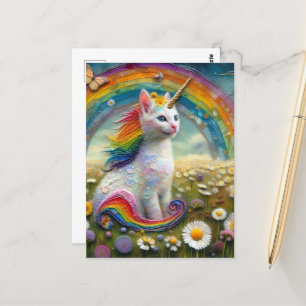 Adorable Kitten Unicorn Postcard