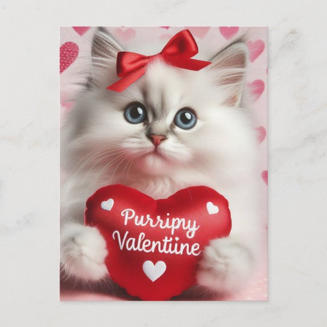 Adorable Kitten Valentine Postcard (Front)