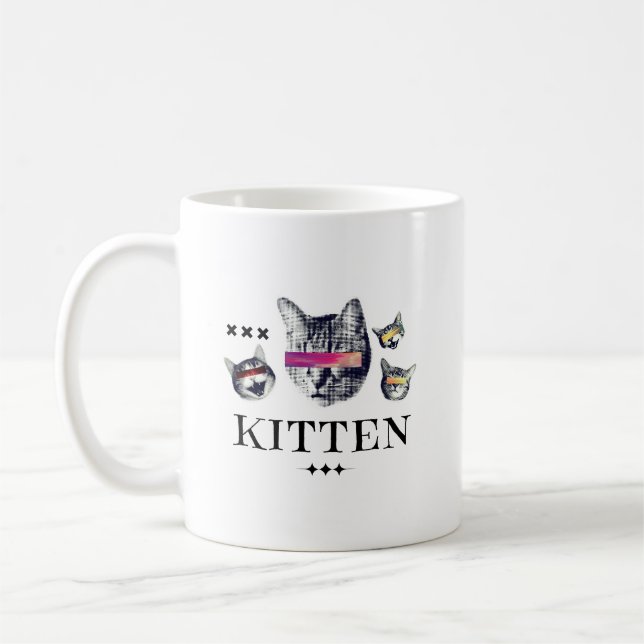 Adorable Kitten Vibes | Cute Cat Lover Design Coffee Mug (Left)