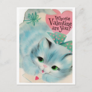 Adorable Kitten Vintage 50's ValentinePostcard Postcard