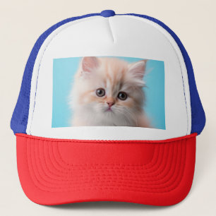 Adorable Kitten with Blue Background Trucker Hat
