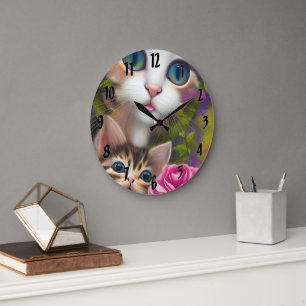 Adorable Kittens 8 Large Clock