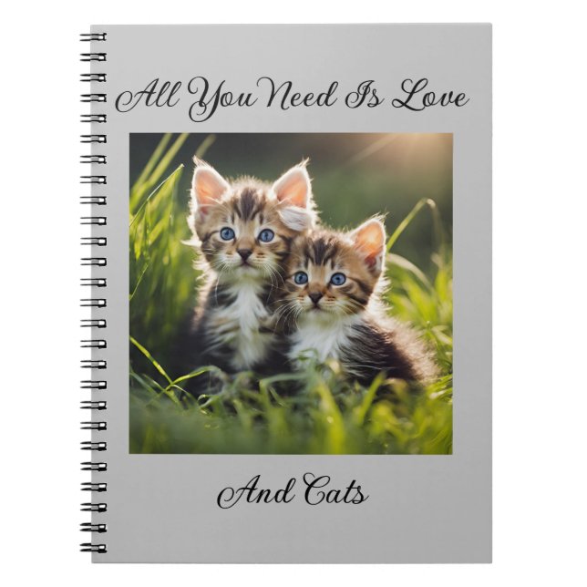 Adorable Kittens in Grass Notebook (Front)
