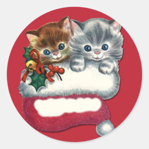 Adorable Kittens on Gift Tag Stickers