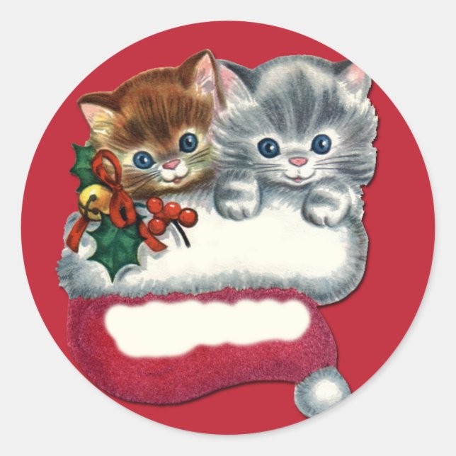 Adorable Kittens on Gift Tag Stickers (Front)