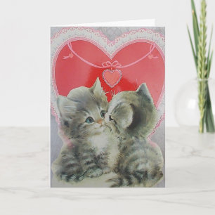 Adorable Kittens with Red Heart Valentine's Day Holiday Card