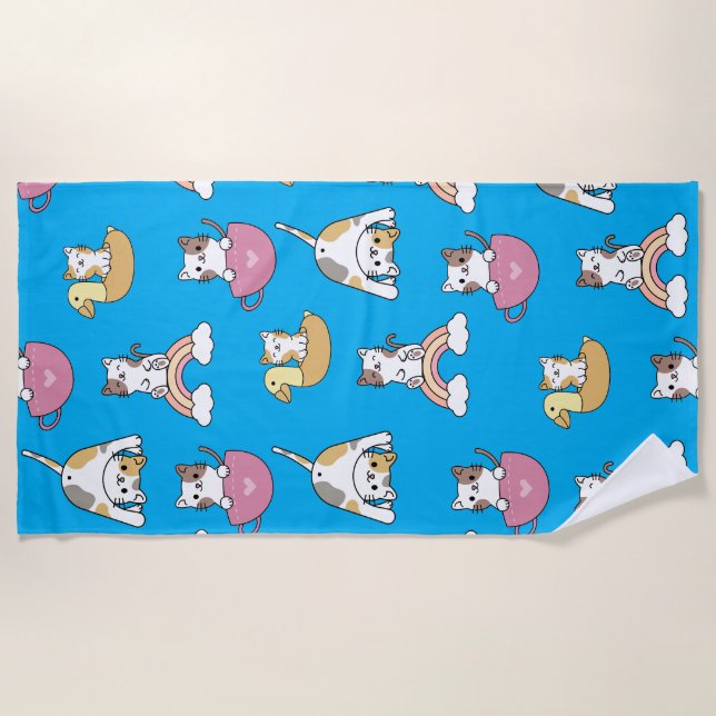 Adorable Kitty Cats Beach Towel (Front)