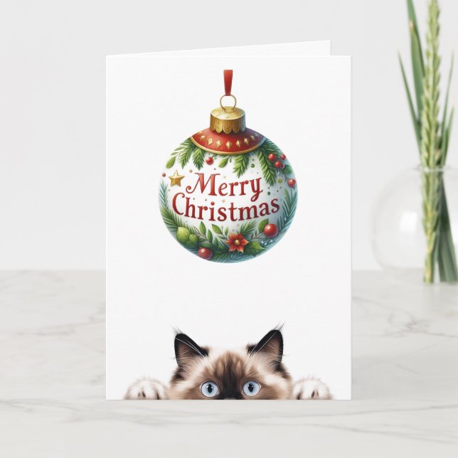 Adorable Kitty Funny Cat Christmas  Card (Front)