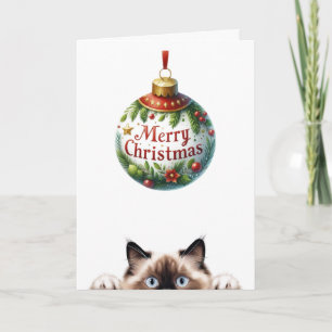 Adorable Kitty Funny Cat Christmas  Card
