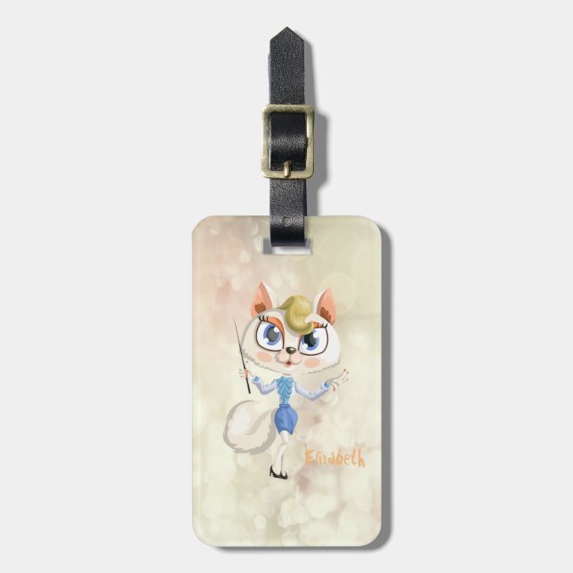 Adorable Kitty  On Bokeh Luggage Tag (Front Vertical)